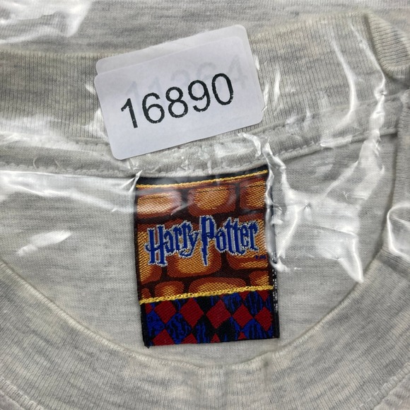 Vintage Harry Potter Shirt Mens S Gray 2001 Book Promo Logo Glasses Graphic Y2K - Picture 12 of 12